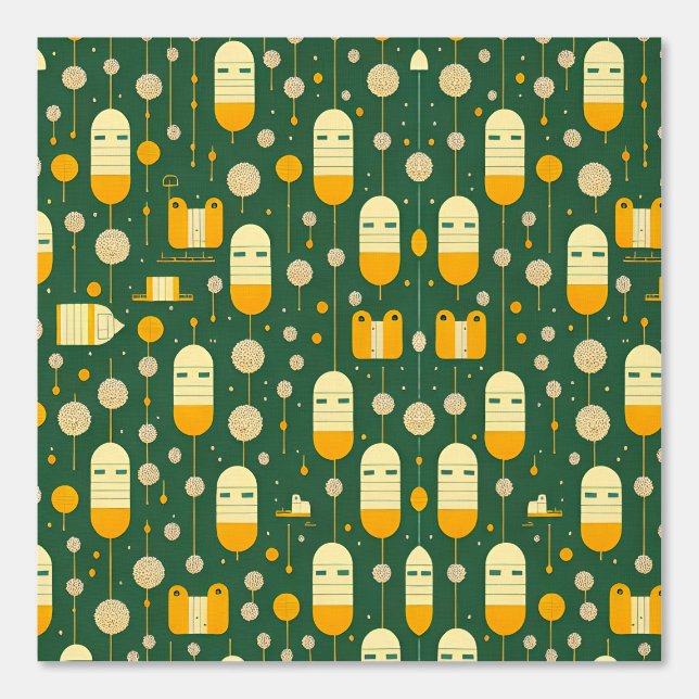 Papel Pintado Patrón Futurista de vectores de trenes y árboles a (Anverso)