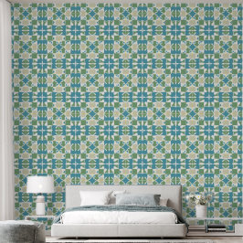 Papel Pintado Patrón geométrico abstracto en verde y azul
