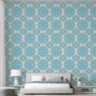 Papel Pintado Patrón geométrico azul y blanco