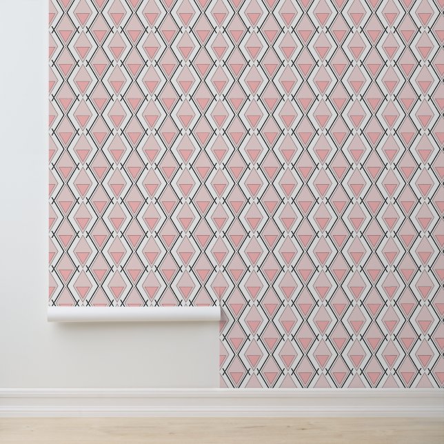 Papel Pintado Patrón geométrico beige rosa (Solicitud)