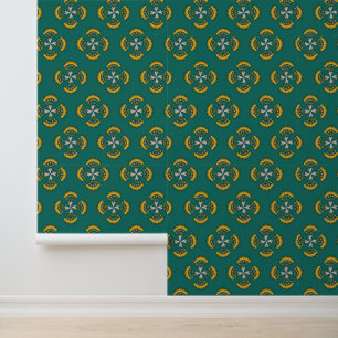 Papel Pintado Patrón geométrico bohemio verde