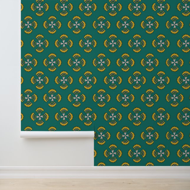 Papel Pintado Patrón geométrico bohemio verde (Solicitud)
