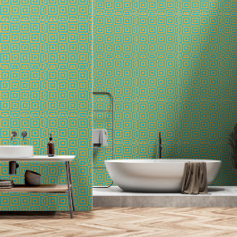 Papel Pintado Patrón geométrico cuadrado retro - Naranja atrevid