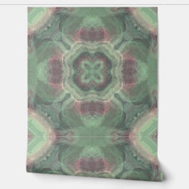 Papel Pintado Patrón geométrico de acuarela verde y rosa