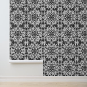 Papel Pintado Patrón geométrico de apertura en blanco y negro