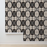 Papel Pintado Patrón geométrico de Art Deco floral en tonos neut<br><div class="desc">Este elegante diseño de inspiración Art Déco presenta elegantes formas geométricas florales en tonos beige y crema suaves sobre un fondo oscuro. La disposición simétrica y el estilo vintage evocan una sensación de sofisticación y puntualidad, lo que la hace ideal para papel pintado, textiles o papelería. Ideal para añadir un...</div>