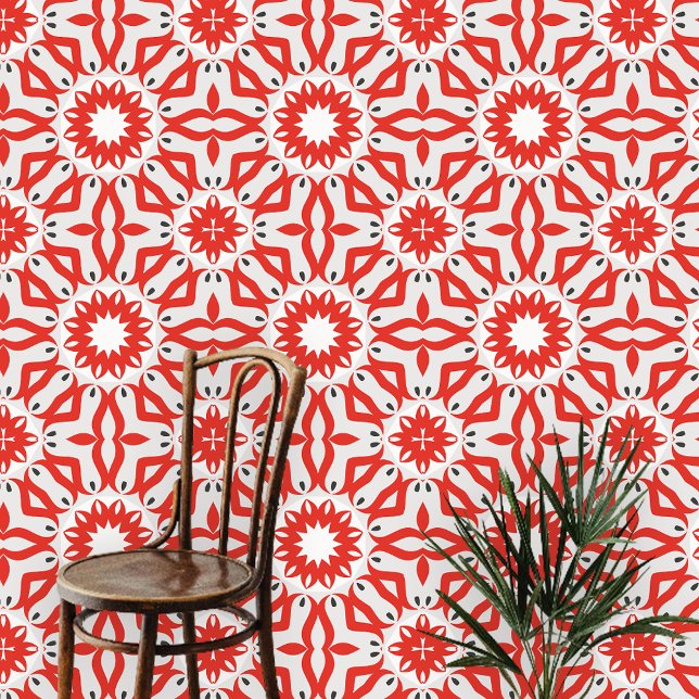 Papel Pintado Patrón geométrico de estilo marroquí rojo negrita (Subido por el creador)