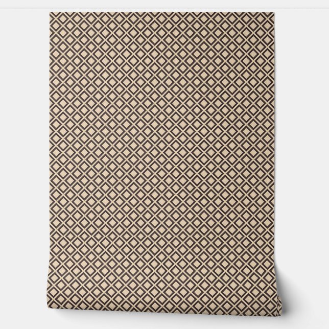 Papel Pintado Patrón geométrico elegante beige y marrón (Desenrollar)