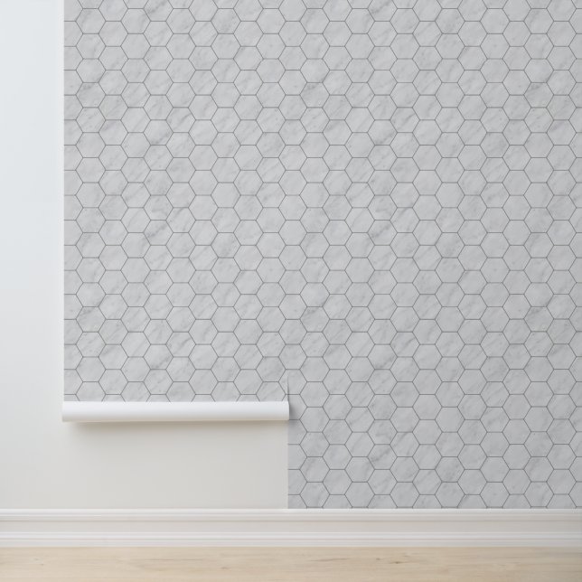 Papel Pintado Patrón geométrico elegante de mármol gris hexagona (Solicitud)