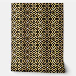 Papel Pintado Patrón Geométrico Elegante Negro Y Oro