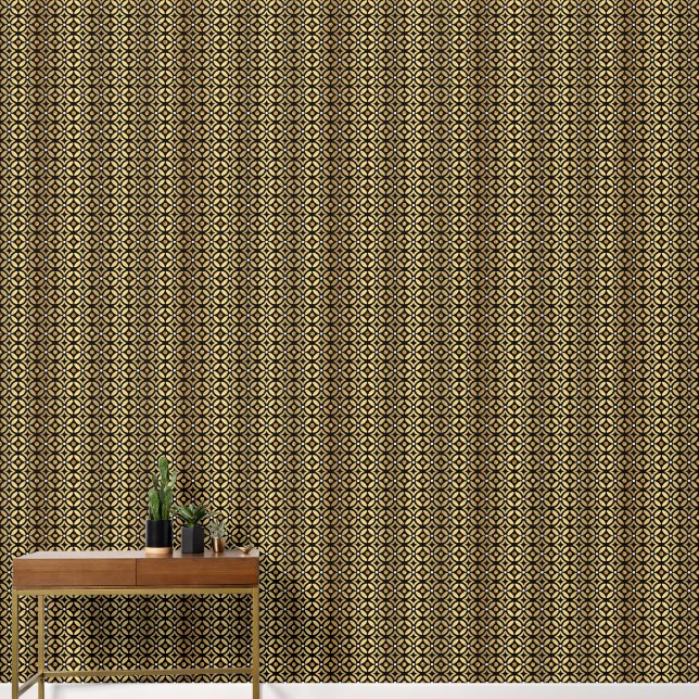 Papel Pintado Patrón Geométrico Elegante Negro Y Oro (Pasillo)