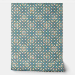Papel Pintado Patrón geométrico elegante Verde azulado y perla