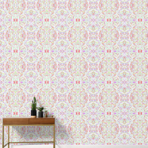 Papel Pintado Patrón geométrico elegante verde rosa púrpura rojo