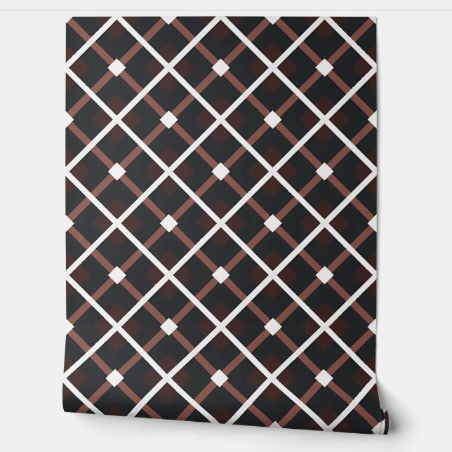 Papel Pintado Patrón geométrico en tonos marrones negros y cálid (Desenrollar)