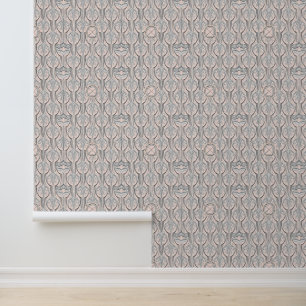 Papel Pintado Patrón geométrico floral inspirado en Art Deco