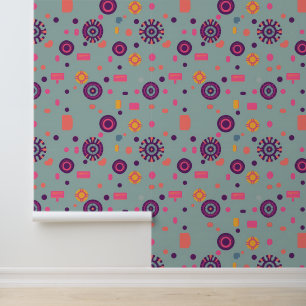 Papel Pintado Patrón geométrico futurista colorido