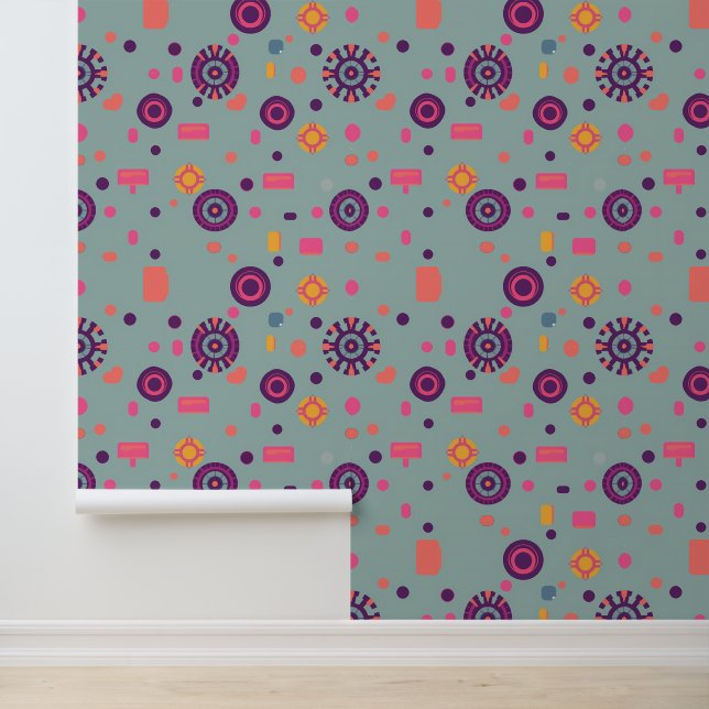 Papel Pintado Patrón geométrico futurista colorido (Solicitud)