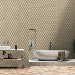 Papel Pintado Patrón geométrico isométrico de cubo - beige crema