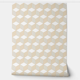 Papel Pintado Patrón geométrico isométrico de cubo - crem tonos 