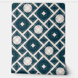 Papel Pintado Patrón Geométrico Negro Y Crema Moderno De Tile