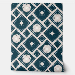 Papel Pintado Patrón Geométrico Negro Y Crema Moderno De Tile