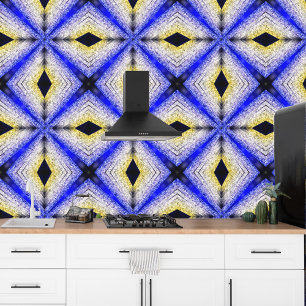 Papel Pintado Patrón geométrico purpurina amarillo azul moderno