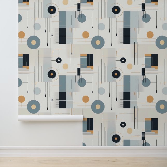 Papel Pintado Patrón geométrico retro de tonos pasteles (Solicitud)