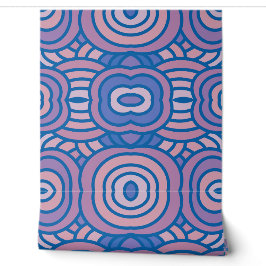 Papel Pintado Patrón geométrico retro en azul y rosa 