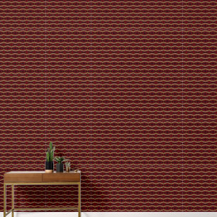 Papel Pintado Patrón geométrico rojo y dorado diminuto