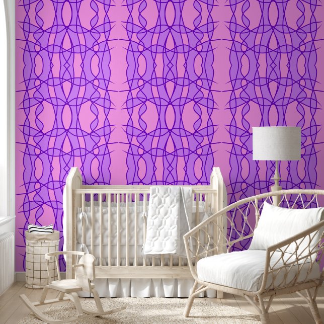 Papel Pintado Patrón geométrico rosa y púrpura (Niños)