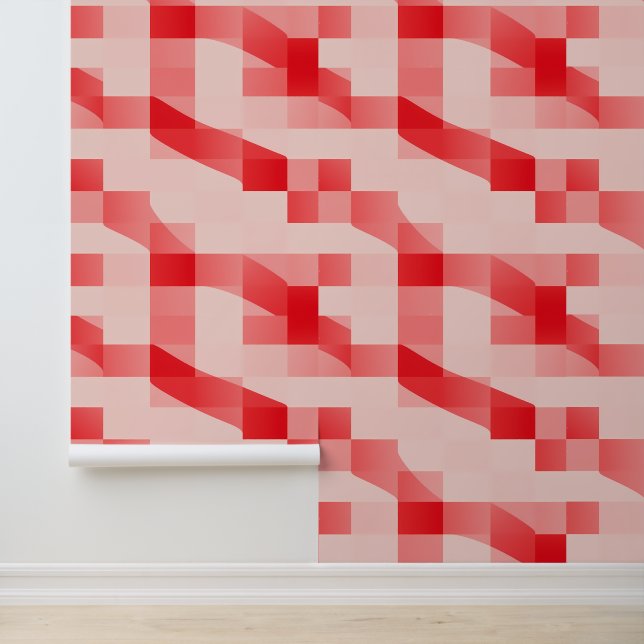 Papel Pintado Patrón geométrico rosa y rojo abstracto (Solicitud)