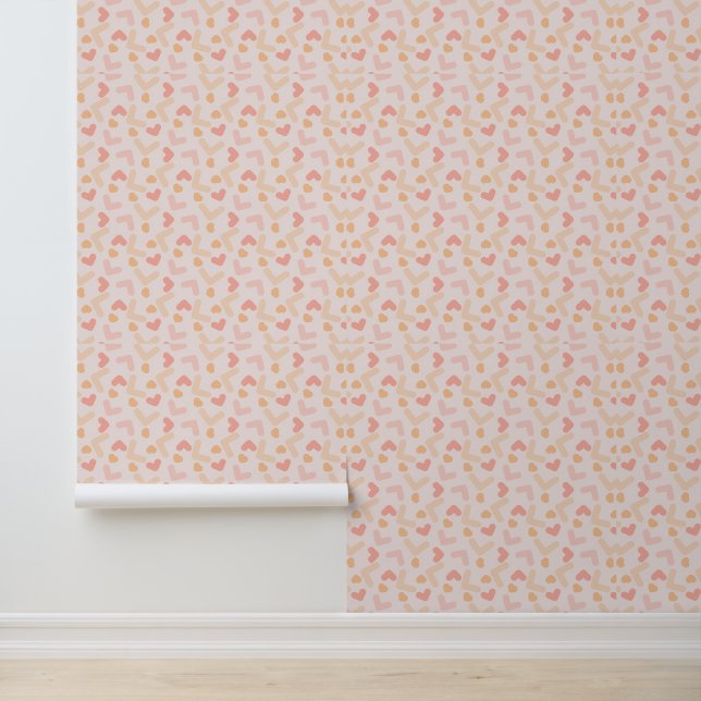 Papel Pintado Patrón geométrico suave pastel con corazón (Solicitud)