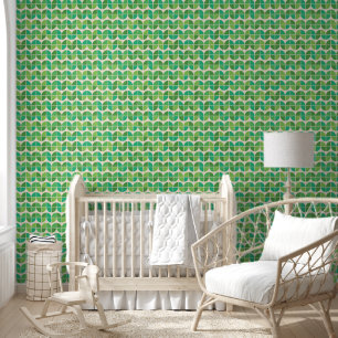 Papel Pintado Patrón geométrico verde moderno de mediados de sig