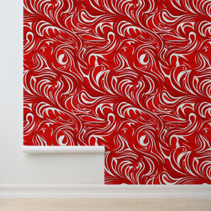 Papel Pintado Patrón giratorio de baldosas rojas