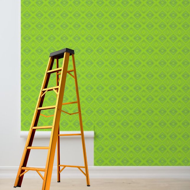 Papel Pintado Patrón gráfico de diamante verde de palo y pelado (Peel and stick green diamond graphic pattern wallpaper)