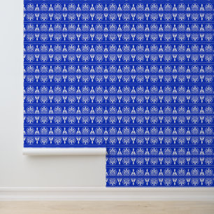 Papel Pintado Patrón griego árabe-mediterráneo azul