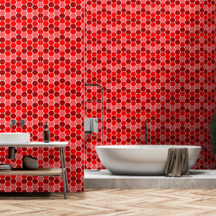 Papel Pintado Patrón Hexagonal Rojo