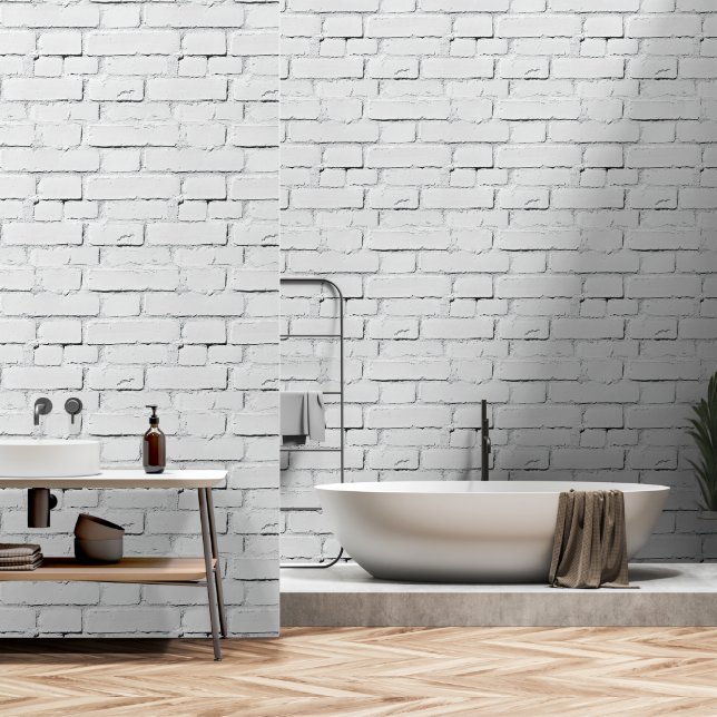 Papel Pintado Patrón industrial de los Ladrillos blancos (Baño)