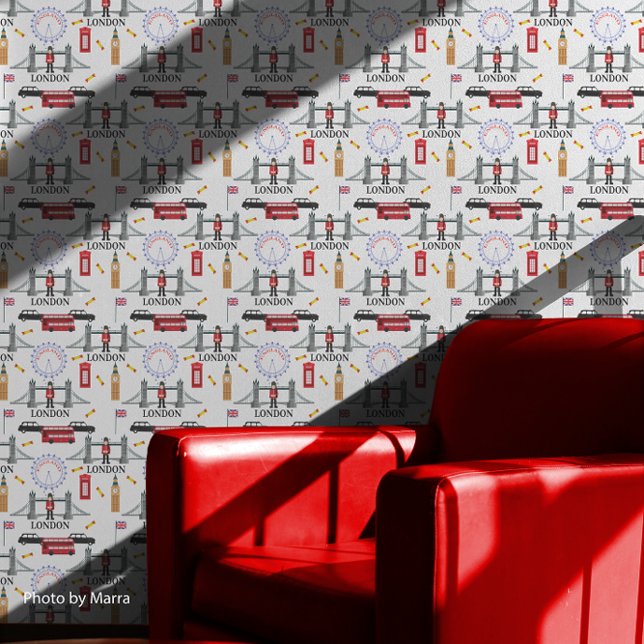 Papel Pintado Patrón inglés de la Guardia de Reinas de Londres (London England Queens Guard English Pattern Wallpaper)