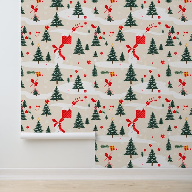 Papel Pintado Patrón invernal festivo (Solicitud)