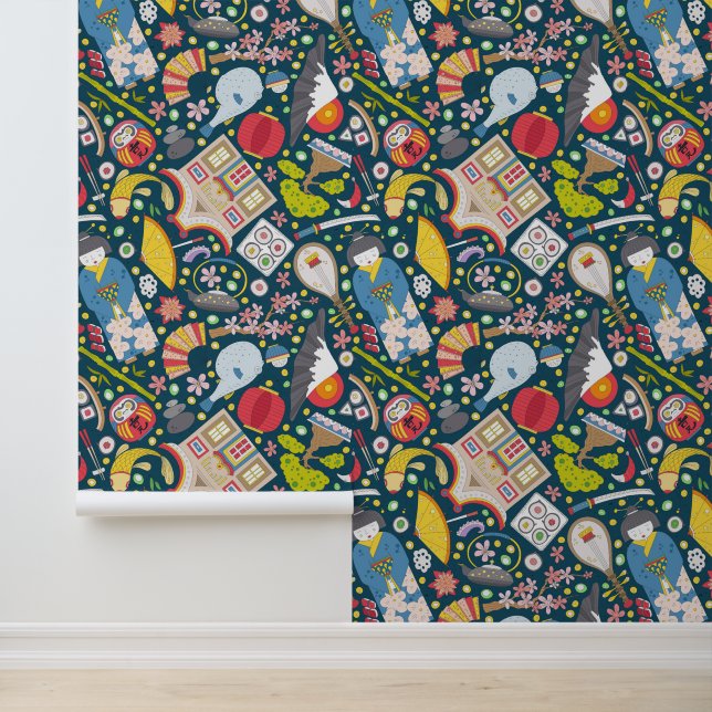 Papel Pintado Patrón japonés sin foco (Solicitud)