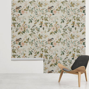 Papel Pintado Patrón ligero bonito pájaro canción floral