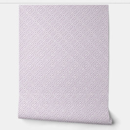 Papel Pintado Patrón Lilac de clave griega púrpura y blanca