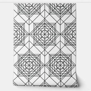 Papel Pintado Patrón lineal abstracto de color blanco y negro vi