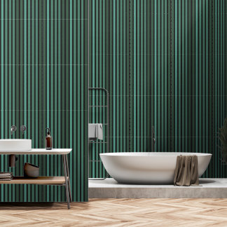 Papel Pintado Patrón liso rayado retro verde