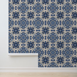 Papel Pintado Patrón Mediterráneo Azul y Blanco