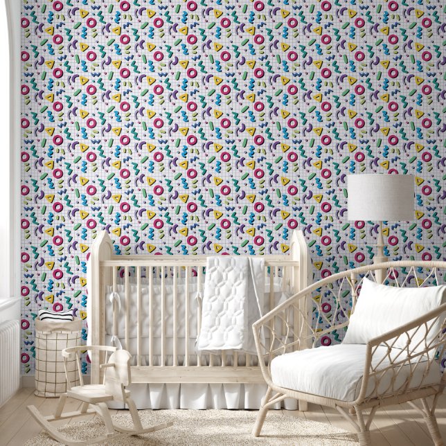 Papel Pintado Patrón Memphis Multicolor 80 (Niños)