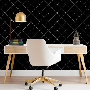 Papel Pintado Patrón mínimo de monograma diagonal negro controla