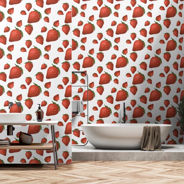 Papel Pintado Patrón moderno de fresa (Baño)