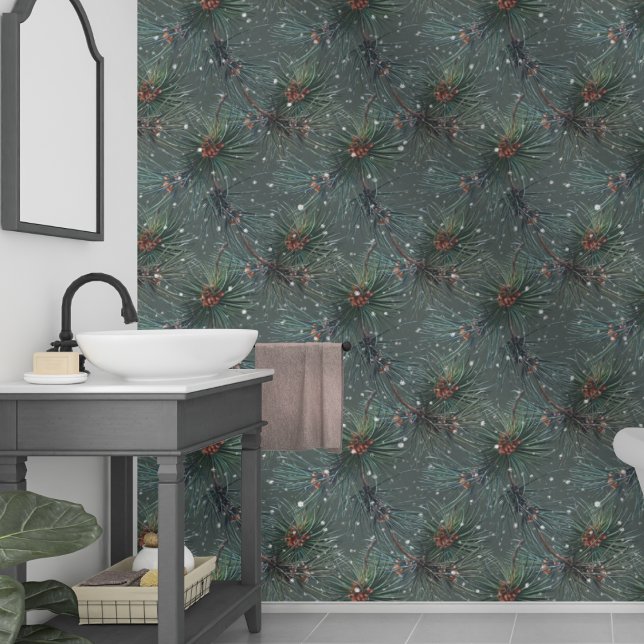 Papel Pintado Patrón moderno de pino de invierno ruso (Subido por el creador)